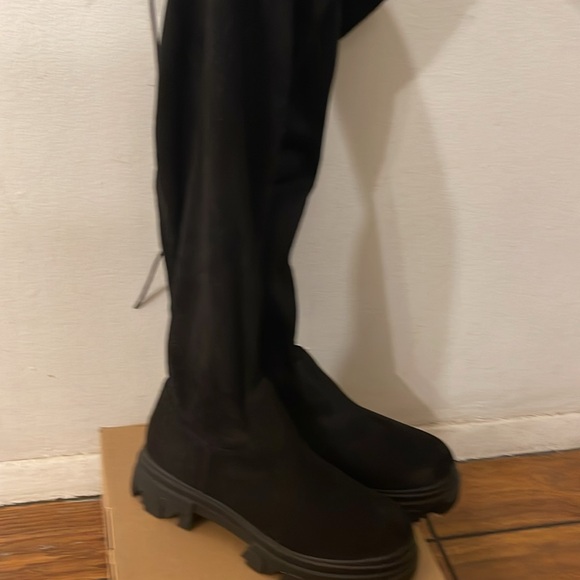 Women’s chunky heel thigh high faux suede boot. Worn once - Picture 2 of 5